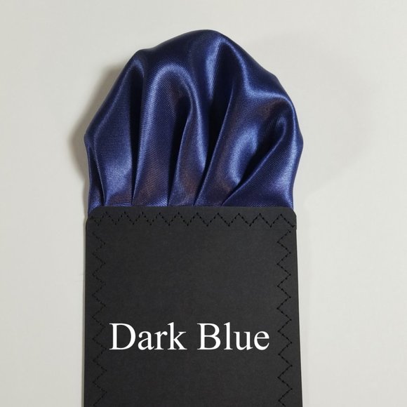 Dark Blue Satin Pre-Folded Pocket Square Insert - Picture 4 of 5